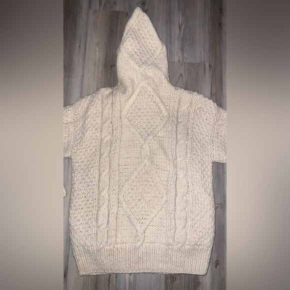 Women’s 100% Wool Full Zip Long Sleeve Hooded Cardigan Hand Made - Picture 7 of 8